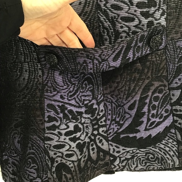Chico’s Women’s Muse Paisley Button-Up Blazer Jacket Career Black/Purple Size 2 - Picture 10 of 11
